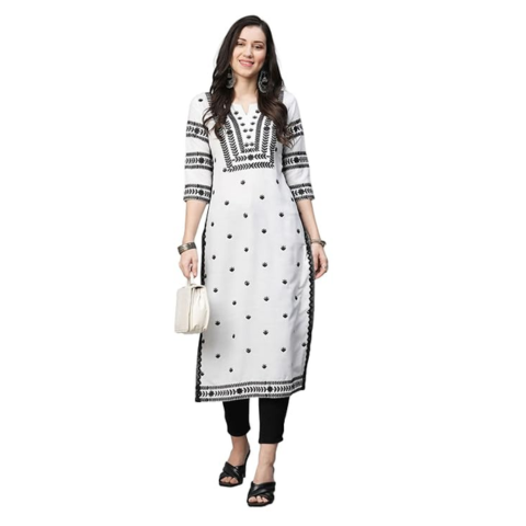 Women's Cotton Blend Regular Fit Casual Kurta
